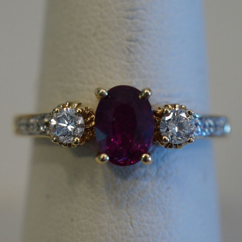 14ky Gold Genuine Ruby  Diamond Ring